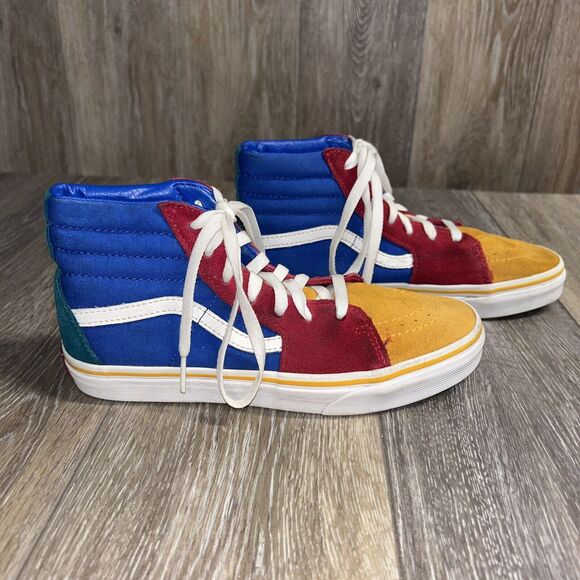 Vans Sk8-Hi Pro Classics Red Yellow Blue Green Suede Skate Shoes Youth US Size 5 - Picture 1 of 12